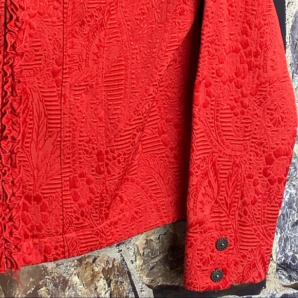 Ruby Rd. Red Raised Designs ZIP Ruffle Blazer 4P - Picture 8 of 9